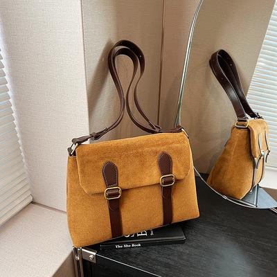 New Styles of Faux Suede Shoulder Bags Square Lock Zipper Luxury Sense High Quality Crossbody Bags for Women