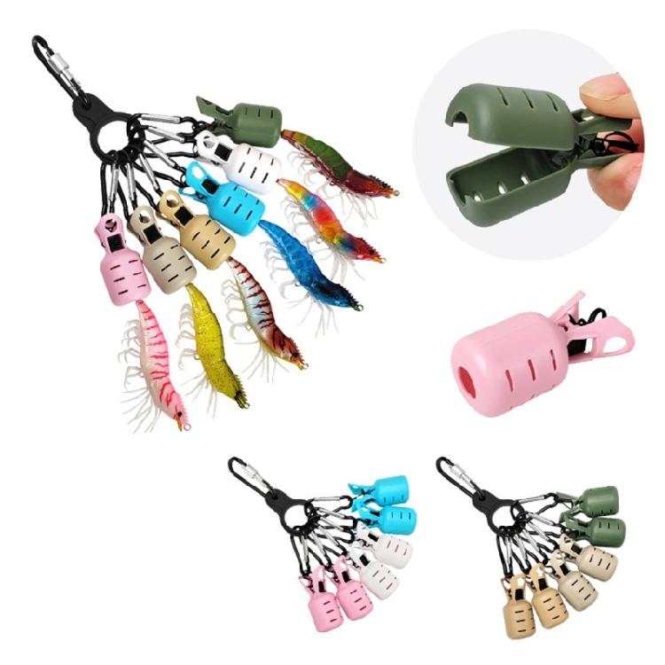 6Pcs Squid Jig Baits Protector Cuttlefishes Umbrellas Lures Caps with Carabiner Fishing Tackle Squid Jig Cover Protector
