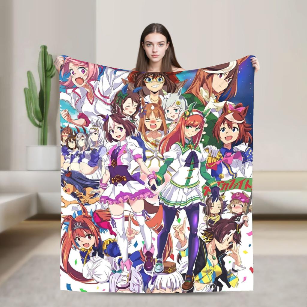 Umamusume Pretty Derby Anime Blanket Cover Velvet Lightweight Thin Throw Blankets for Bedding Couch Bedroom Quilt