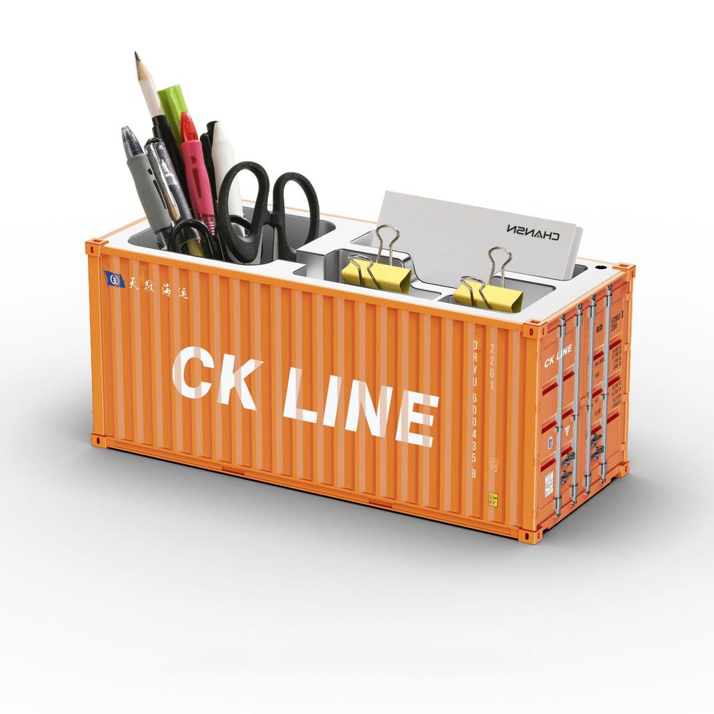 Simulated Ocean Freight Container Model Pen Holder Storage Box New Plastic Storage Box Desktop Storage Rack