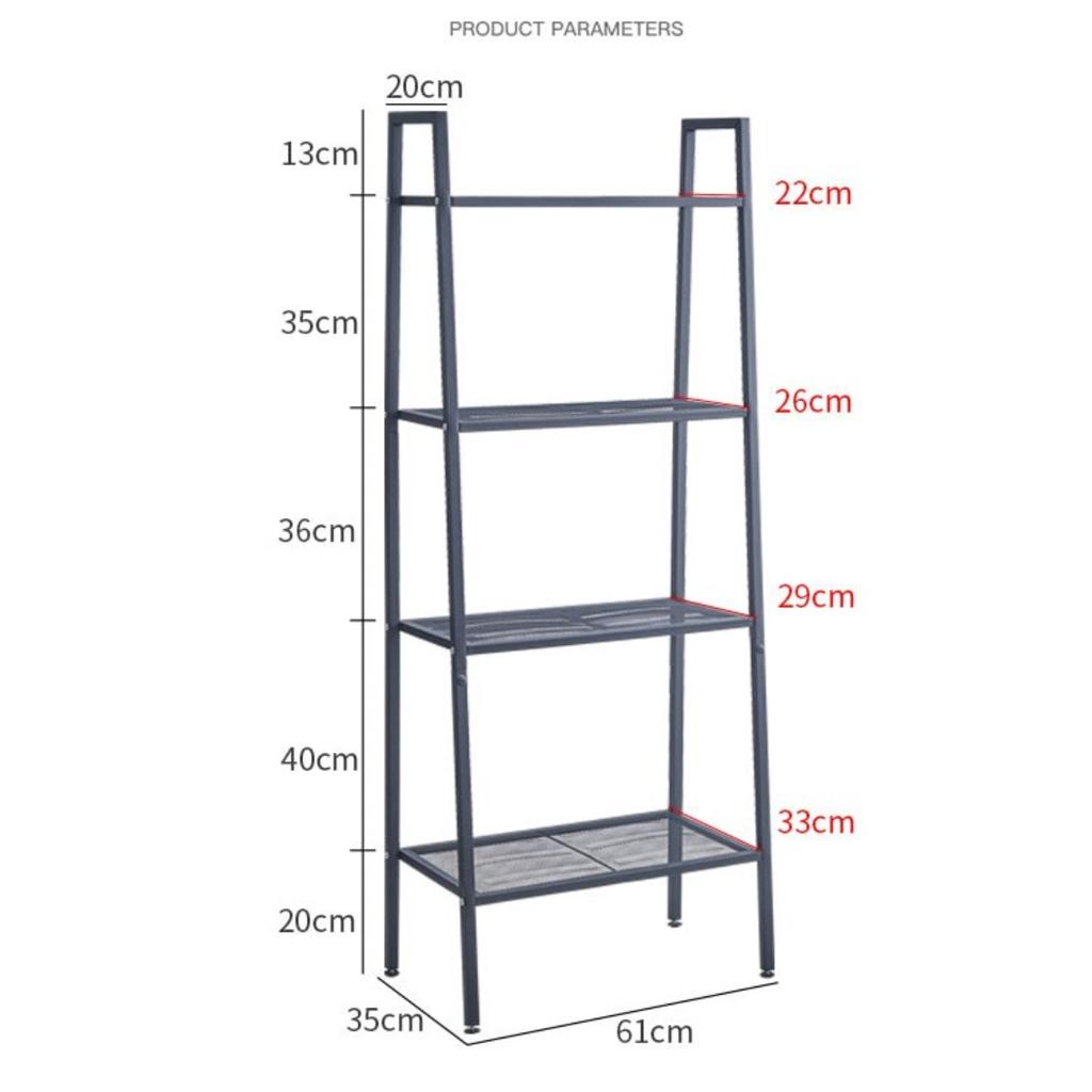 G-H 4-Tier Metal Wrought Iron Floor Rack Nordic Style Display Rack For Living Room/Bedroom/Kitchen/Bathroom/Home Office