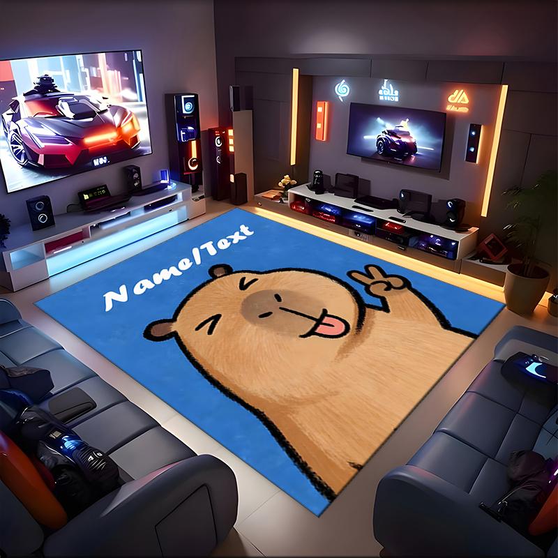 1PC Custom Name Groundhog Celebration Theme Floor Mat Ideal for Living Room, Game Rooms, Office, Bedroom,Floor Mat Playful Design