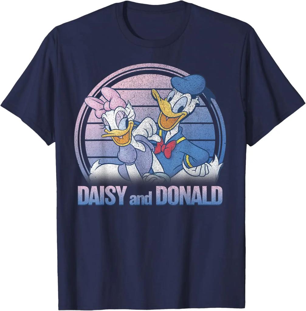 Hot Fashion Mickey and Friends Donald and Daisy Lined Portrait T-Shirt S-4XL Four Seasons Gift Unisex
