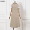 ZANZEA Women Elegant Doll Collar Summer Casual Sleeveless Dress