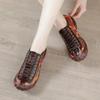 Printed front lace-up bag head deep mouth women's shoes leather soft sole heel wear-resistant soft sole fashionable