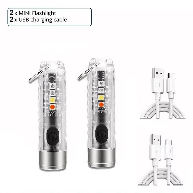 Mini Keychain Flashlight Type-C Fast Charging IP65 Waterproof Torch Lamp With Magnet Multifunction Warning Camping Flashlight