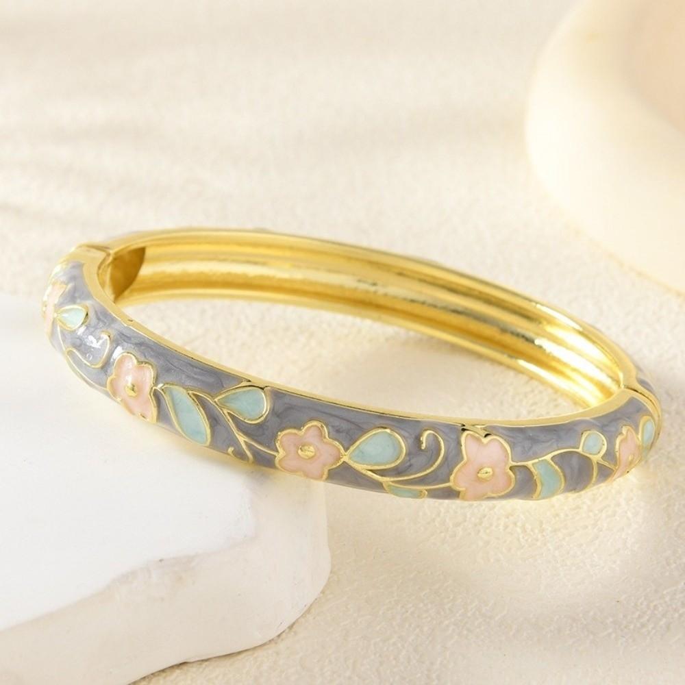 Floral Motifs Enamel Bracelet Zinc Zinc Zinc Alloy Dropped Glaze Bracelet Traditional