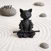 Artistic Cat Collectible 3D Printed Knight Figurine, Meditating Desk Decor with Zen Warrior Pose, Shape Decoration Minimalist Frosted Animal Sculpture