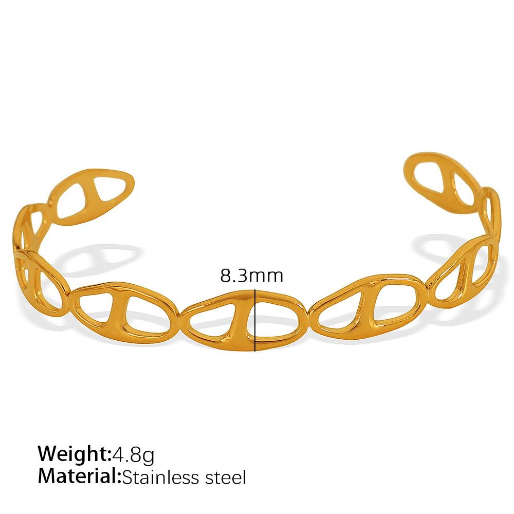 Vintage Cuban Chain Bracelet Stacked Design Sense Exaggerated C-Shaped Bracelet Women Hollow Fashion