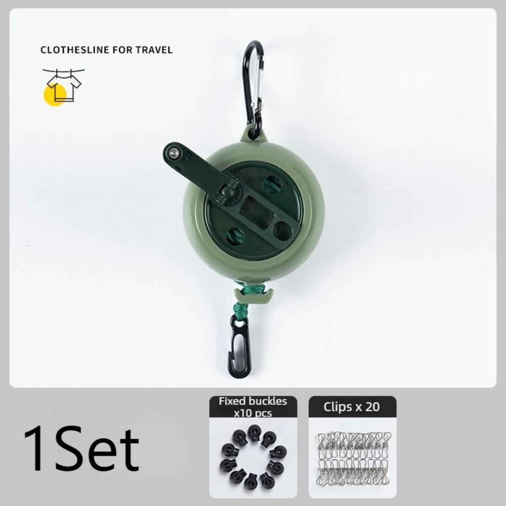 Upgrade 10m Retractable Clothesline Outdoor Travel Portable Clothes Line with 10 Fixed Buckles & 20 Clips Camping Accessories