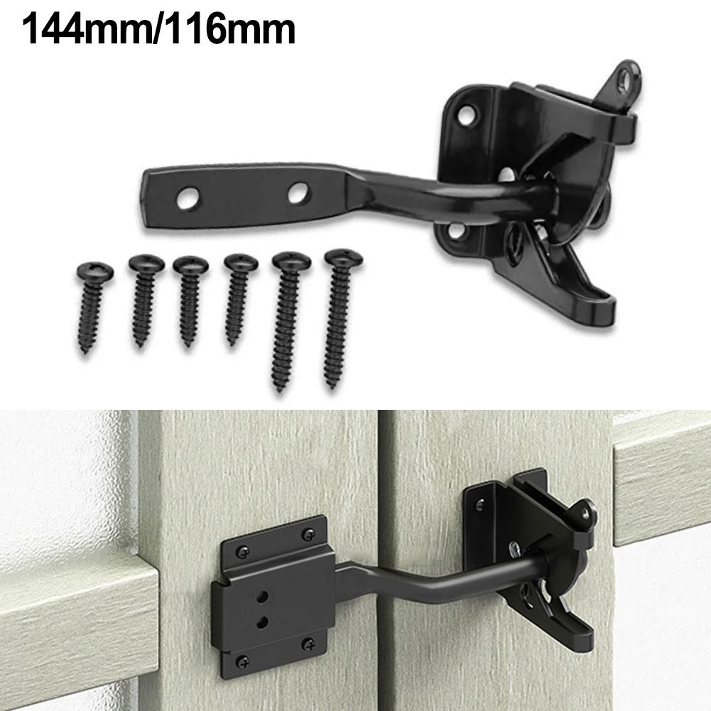 Self Locking Automatic Gravity Lever Fence Gate Latch Black