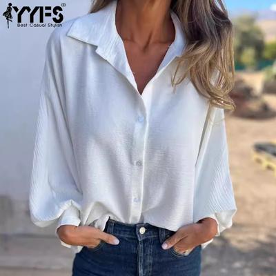 Γυναικεία μόδα Casual Άνοιξη Φθινόπωρο μονόχρωμη στάμπα με μακρυμάνικο POLO μπλούζες και πουκάμισα με λαιμόκοψη