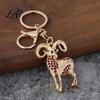 Golden Plated Key Ring Sparkling Rhinestone Goat Keychain for Men Zinc Alloy Accessory Women Decorative Keychain Car Keys Handbags Backpacks Purses