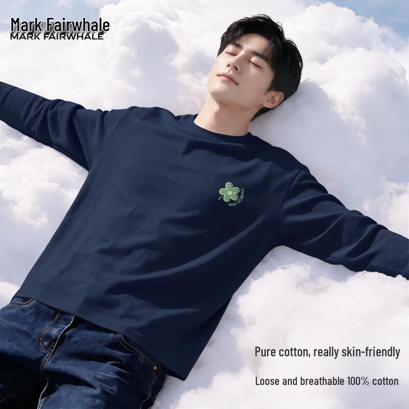 Mark Fairwhale Men's Cotton Long Sleeve Crew Neck T-Shirt