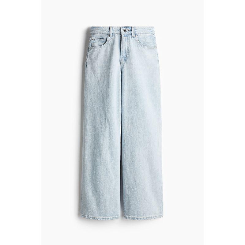 

Женские джинсы HM Осень 2025 Новое поступление Модные Слим Прямые Высокая талия Потертые Свободные брюки 1045459 Light Denim Blue 049 160/72