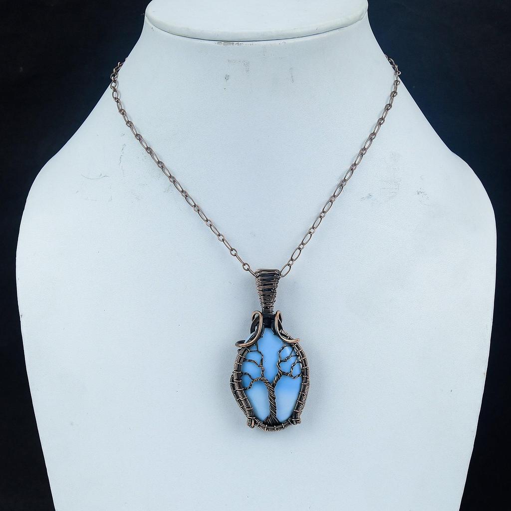 Owyhee Opal Pendant, 999 Copper Wire Wrapped Jewelry, Gemstone Pendant, Gift For Her Handmade Dainty Jewelry