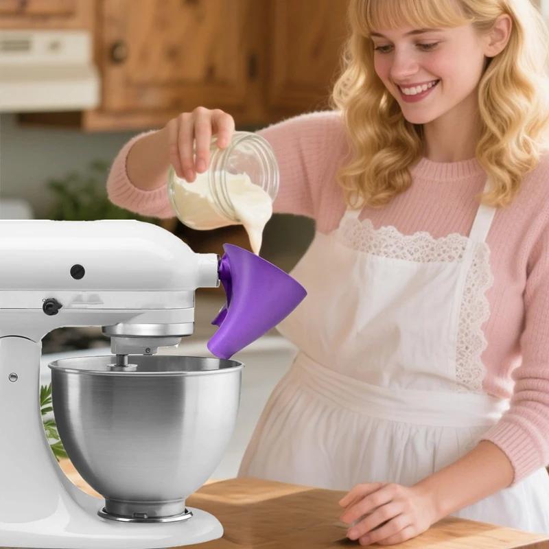 Funnel for Kitchen Aid  Easy Pouring Design Prevents Spills and Messes Enables Guided Pouring for Both Flour and Egg Liquid