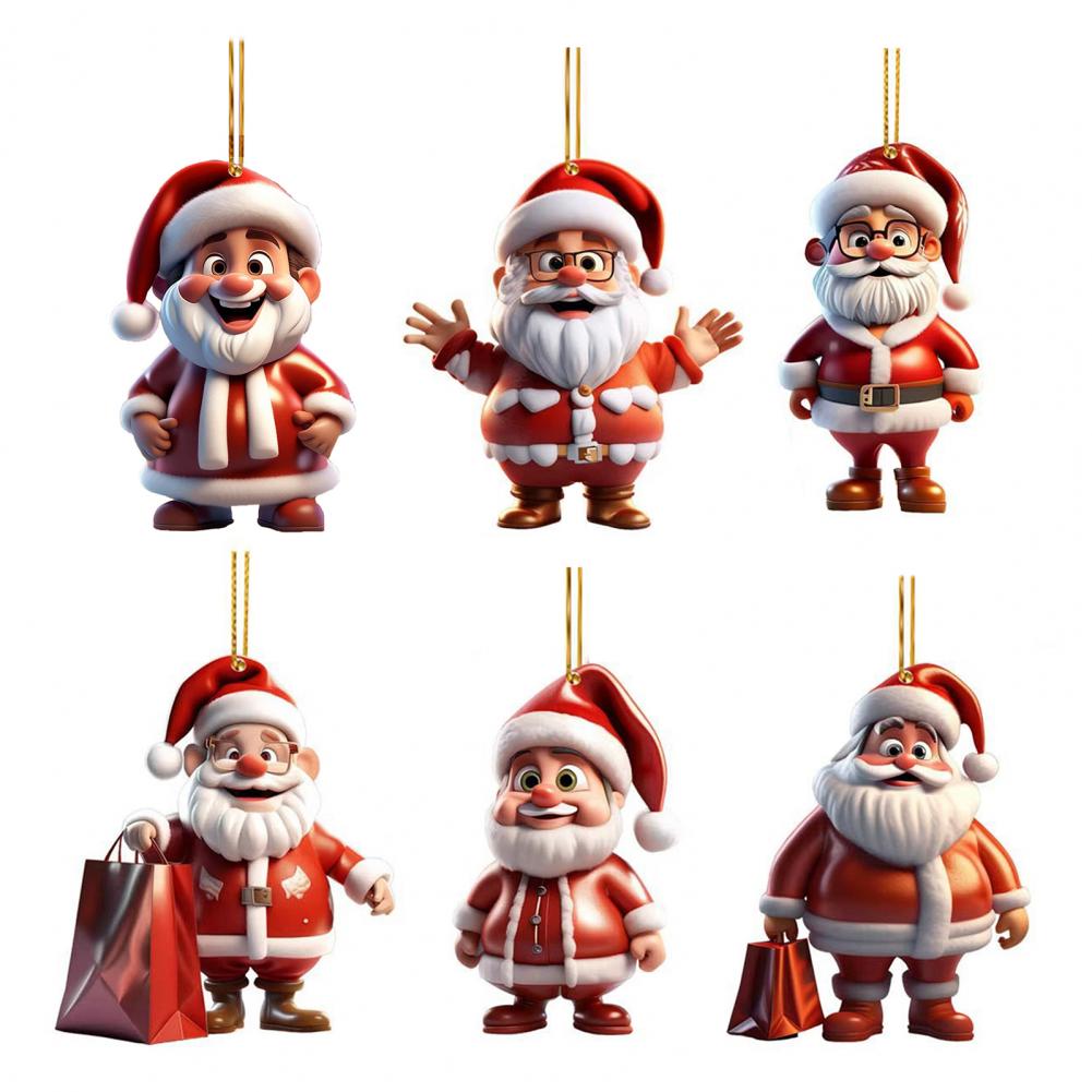 Festive Hanging Ornaments Christmas Tree Ornaments 12pcs Santa Claus Ornaments Acrylic Hanging Decor for Christmas Tree for Car