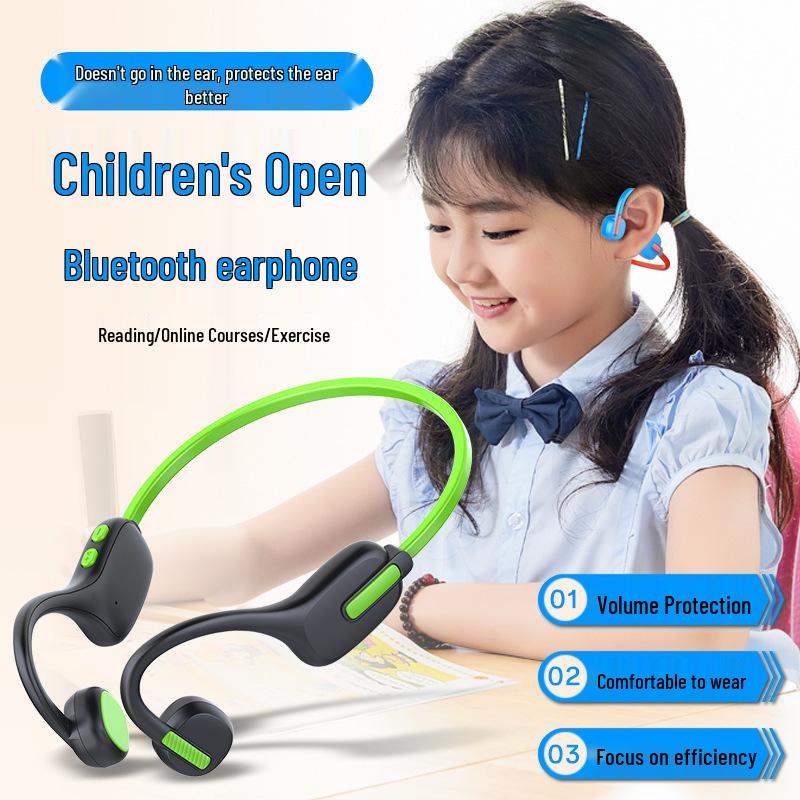 Wireless Bluetooth Bone Conduction Kids' Headphones - Ear Protection, Non-In-Ear, for Students, Online Classes, Sports, Running, Hanging Type