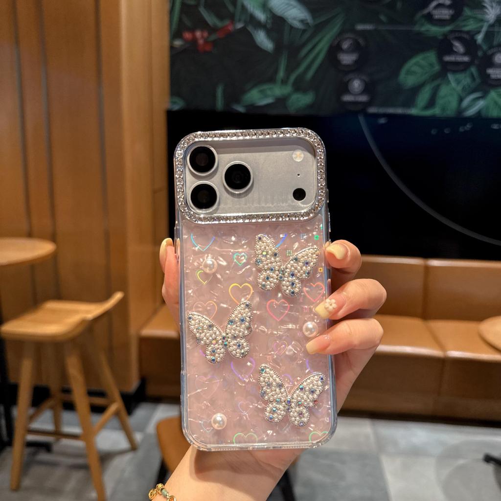 Diamond Pearl Butterfly Phone Case for iPhone 17 Pro Max / 15 Pro / 11 / 12 / 13