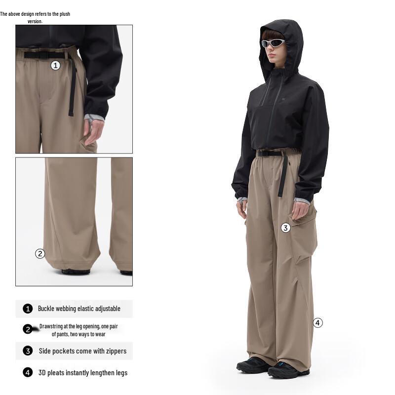 Bananain Hot Skin 5 Series Women's Warm Wide-Leg Cargo Pants