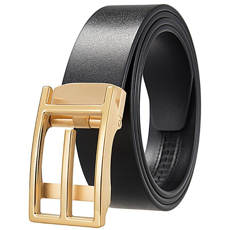 Meier Stainless steel buckle automatic leather belt - versatile casual belt for men 3.4