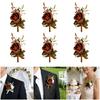 6Pcs Multipurpose Wedding Boutonniere Artificial Flower Wrist Corsage for Wedding Anniversary Party Table Centerpieces