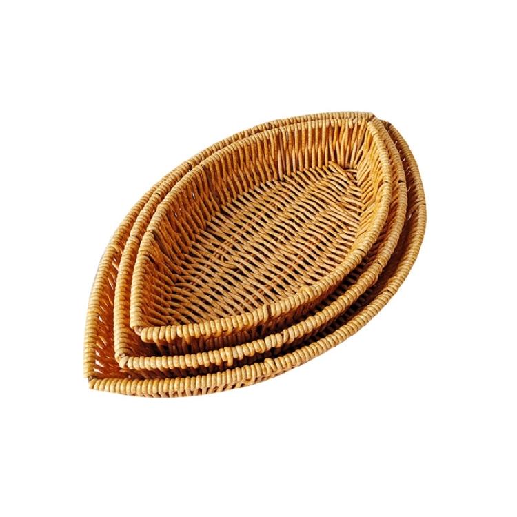 Snack Aufbewahrungsteller Praktische Brotschale Imitation Rattan Blattförmige Obstschale für den täglichen Gebrauch Küchenorganisatoren