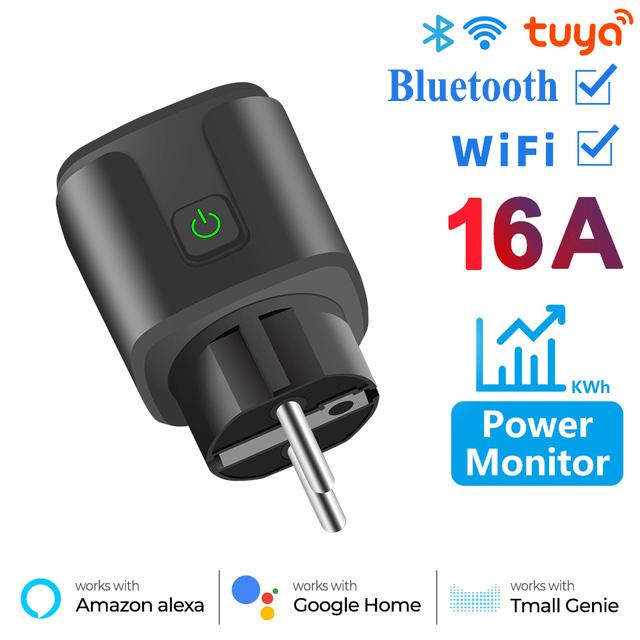 Smart Socket EU 16A/20A AC100-240V Wifi Smart Plug Power Outlet, Alexa Google Home Voice Control Works With Tuya Smart Life APP
