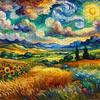 1000pcs Advanced Jigsaw Puzzle Suitable for - Rectangular Brain with Scenic Landscapes (Golden Wheat Fields, Sunflowers, Green Valley) - Portable Chal