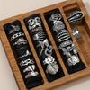 European and American Dark Fantasy Exaggerated Diamond-encrusted Poker Card Butterfly Crying Face Frog Organ Vintage Alloy ring23Set