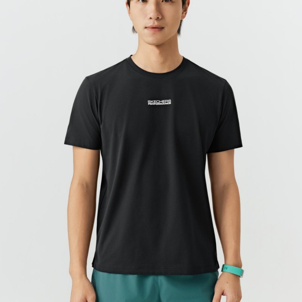 Skechers Solid Color Short Sleeve Fitted T-Shirt Men tops P226M142-0018
