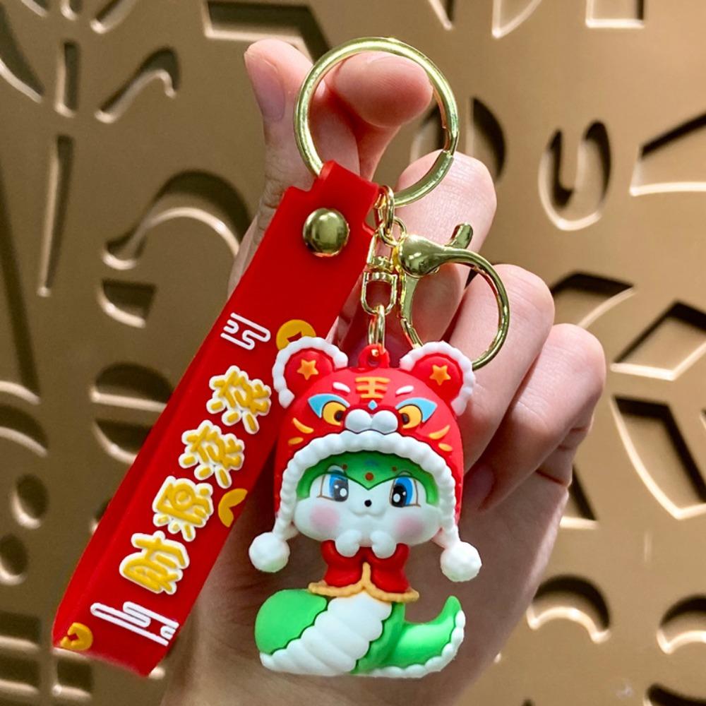 Lion Dance 2025 New Year Pendant Good Lucky Snake Key Ring Fashion Snake Keychain  Bag Charm