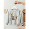 Kids Girls Crewneck Sweatshirt, Watercolor Floral Letter L Print Soft Pink Fleece Pullover