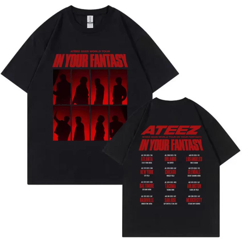 

ATEEZ in Your Fantasy 2025 World Tour Tshirt Unisex Oversized Tshirts Men Womens Korean Fashion Trend T Shirts Kpop Streetwear S