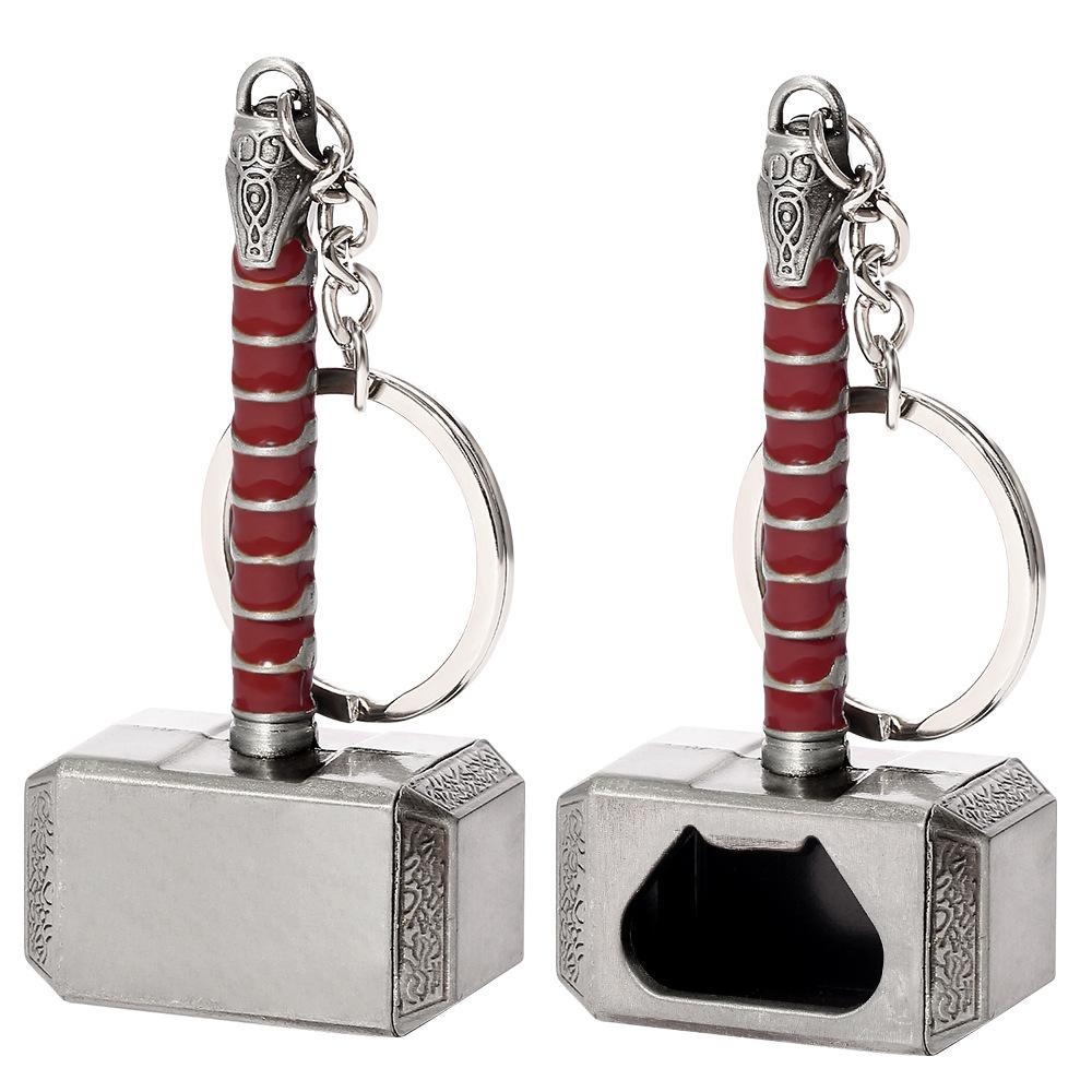 Thor Hammer Mjolnir Bottle Opener Keychain Multi-functional Pendant Accessories Gift for Fans Keyring