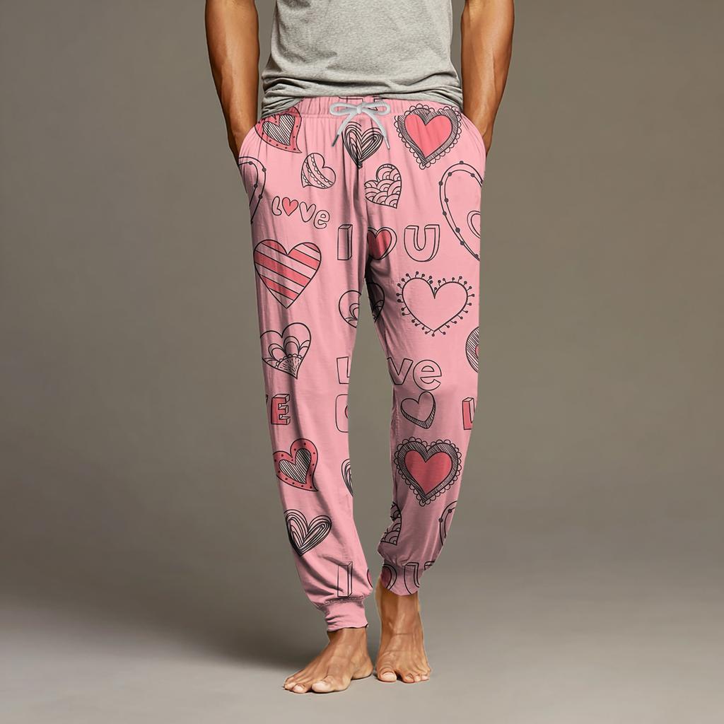 Herren Kordelzug Tasche Bündchen Freizeithose Zuhause Schlafhose