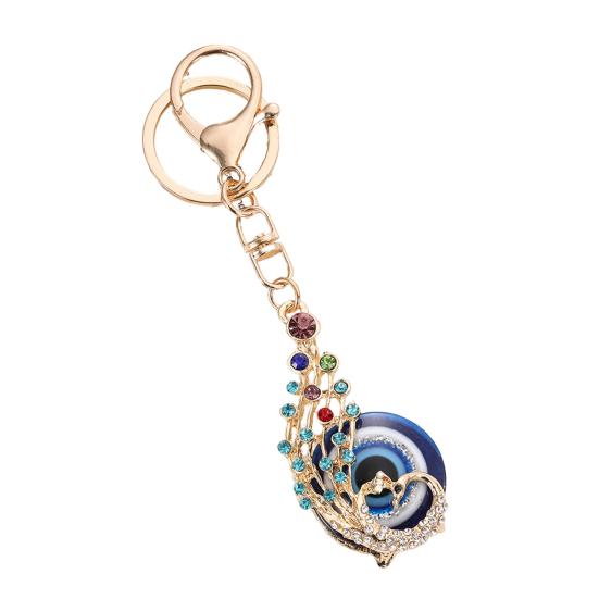 

Devil Eye Keychain Rhinestone Heart Lock Peacock Car Key Chain Accessories Backpack Pendant Purse Bag Charm Keyring for Men Women B