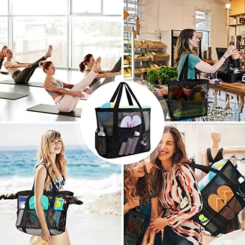 1PCS Large Mesh Beach Bag Sandproof Swim Tote Bag Oversized for Family Foldable Lightweight Pool Boat Bag