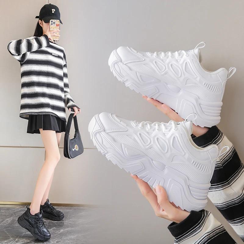 Fashion 2024 Luxury New Breathable Sports Casual Shoes for Women Thick-soled Lace-up Running Sneakers Fashionable and Versatile