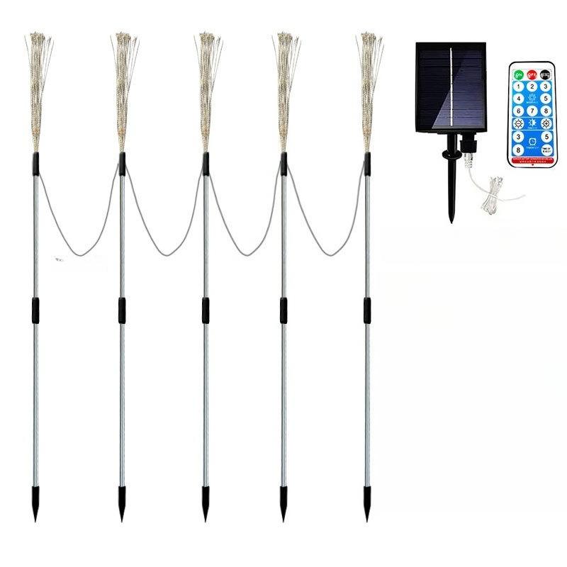 5 Stück 400 LEDs Solarbetriebene Feuerwerk Lichter Außen Solarleuchte Wasserdicht LED Lichterkette 8 Modi Beleuchtung für Garten Rasen Hof