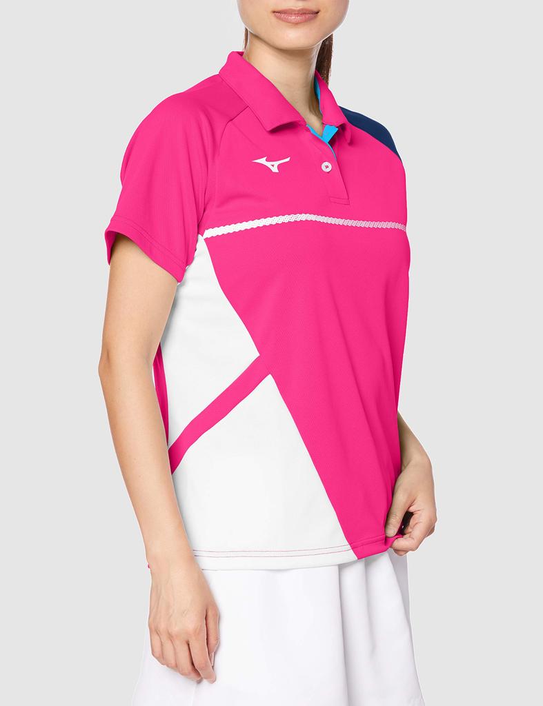 Mizuno Game Short Size Size Small Women's Shirt, Sleeve, Pink/White, 62JA0214, (Japan Size)