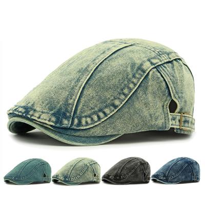 Herren Baskenmütze Britischer Vintage Vorwärts-Hut Damen Denim-Hut Schirmmütze Malermütze