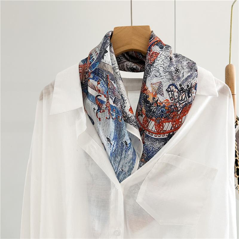 12 Mmi Thin Silk Scarf for Women Spring/Summer Fashion Versatile 100% Mulberry Silk Scarf Square Scarf Shawl Bandanna Luxury