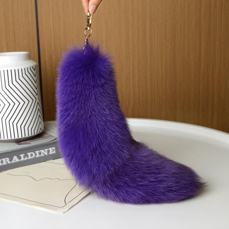Echter Fuchsschwanz Schlüsselanhänger Wolfsschwanz Pelz Quaste Schönes Accessoire Länge 40 cm Autoschlüsselanhänger für Damen Ketten Geschenke