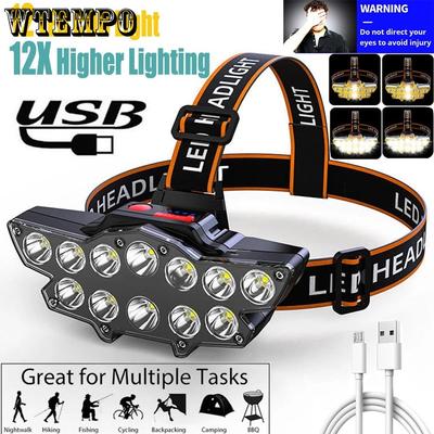 LED High Beam Headlight Outdoor Multi Head Lighting USB Charging Head Lamp Night Cycle Lamp