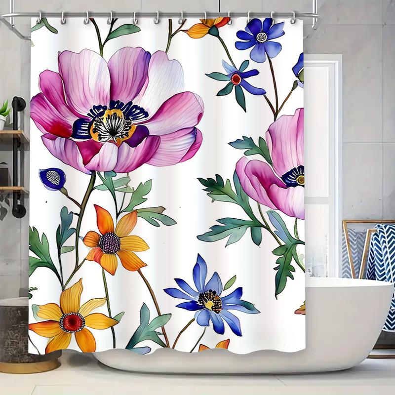 

Charming Elephant Shower Curtain Blue Sky With Balloons Clouds Design For Bathroom Decor, Perfect Gift Idea W60H190(CM)-1 Pcs