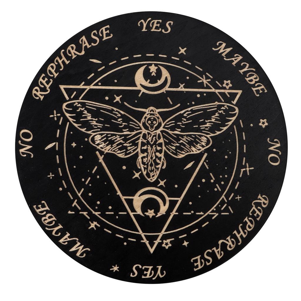 Tablero de Péndulo de Madera Luna Estrella Adivinación Energía Placa Tallada Tablero de Meditación Curativa Adornos Altar Metafísico Tablero Ouija