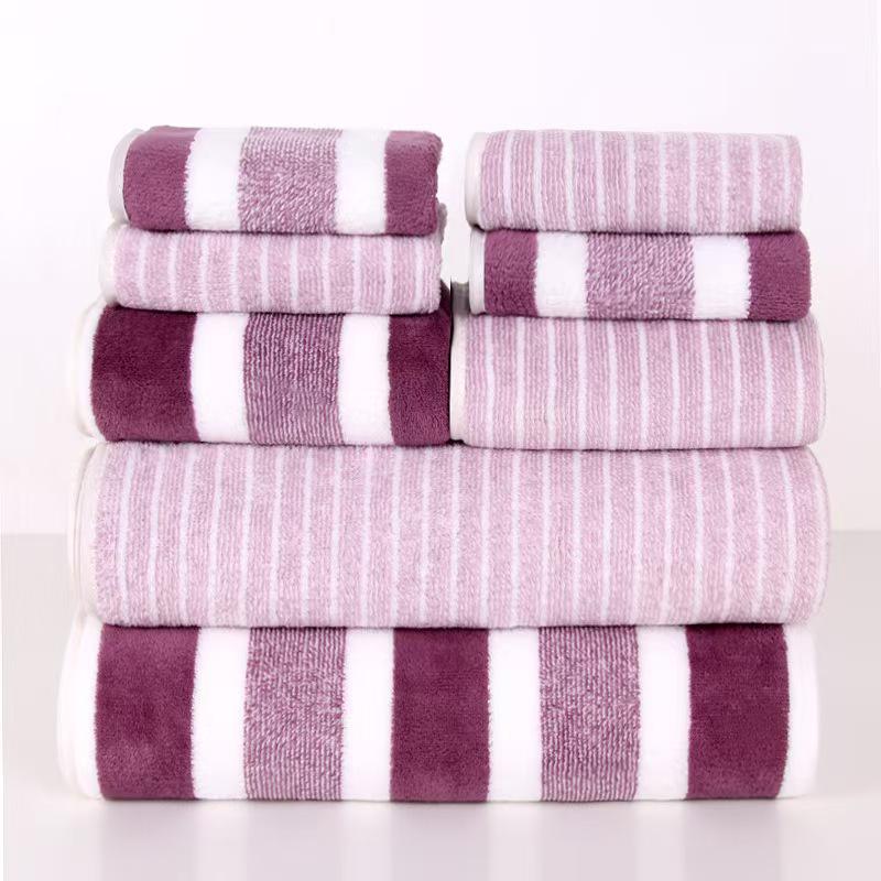 Set de 8 prosoape: Prosoape Groase Absorbante pentru Baie, Față și Păr din Fleece de Corali pentru Adulți și Copii