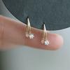 925 Sterling Silver Korean Shiny Crystal Earrings For Women Cute Small Student Jewelry Accessories Girlfriend Gifts